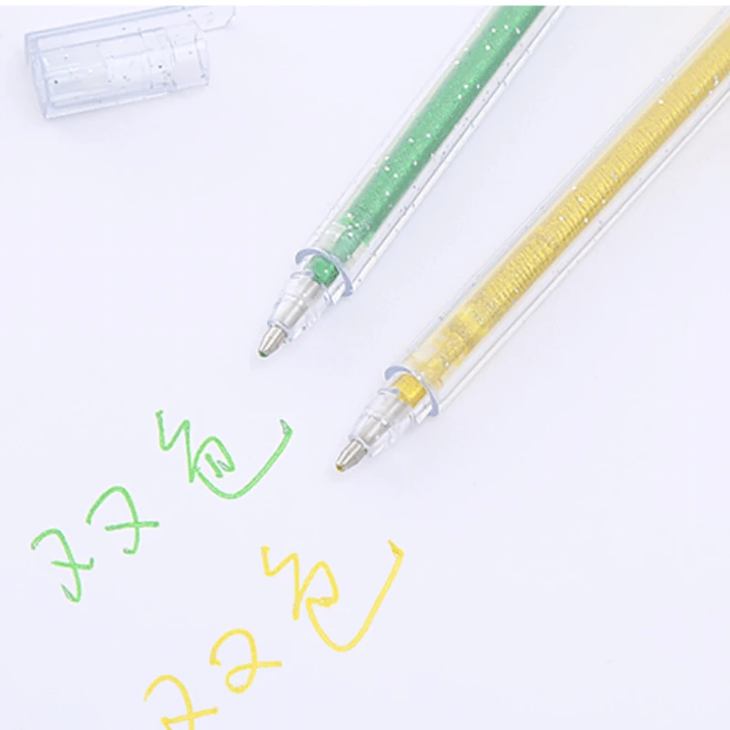 8/12/18 Color Creative Metal Glitter Gel Pen 1.0mm Student Ledger Marker Business Office Notes Color Changing Fluorescent Pen