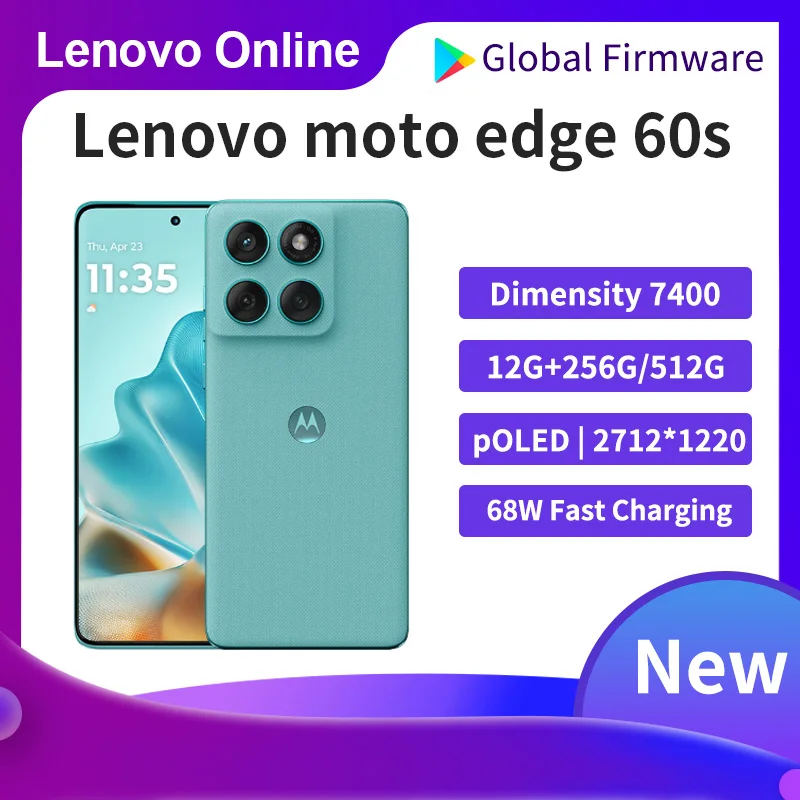 Motorola Lenovo Moto Edge 60s 5G Telefon 50MP Sony Bildgebungssystem 5500 mAh Floating Quad Curved Body Mediatek Dimensity 7400