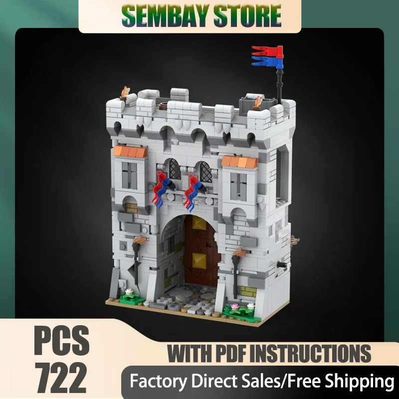 Middeleeuws kasteel Moc Bouwstenen Modulair modulair kasteel 01-Gatehouse Technologie Blokken Kerstmis DIY Speelgoed Bouwgeschenken