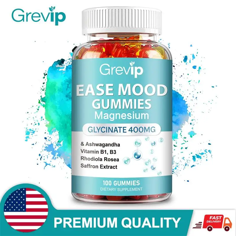 Ease Mood Magnesium Glycinate Gummies - Nervous System, Muscles Recovery, Heart Health, Sleep Quality Support