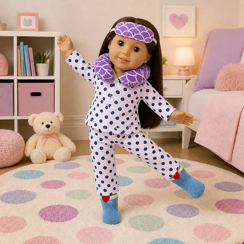 Cute Doll Clothes+U-shaped pillow and socks For 43cm Baby Doll Accessories And 18 Inch American Doll Girl's Toys Our Generation