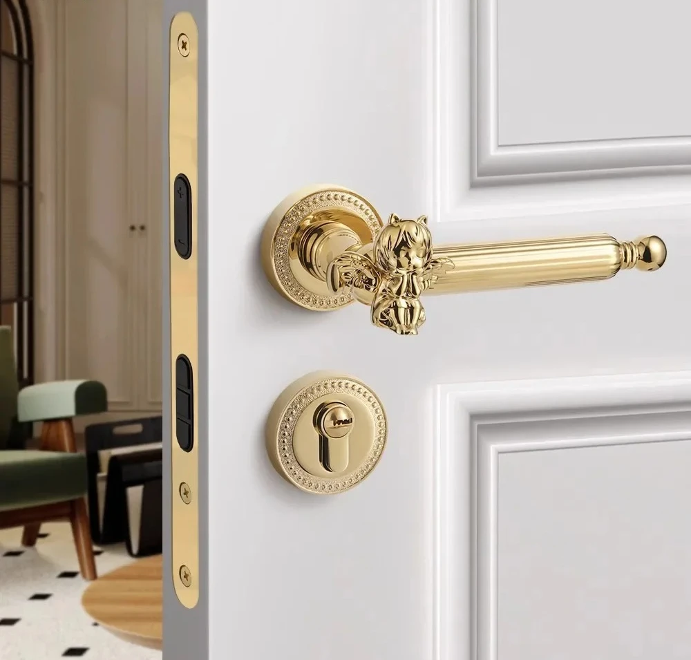 Handle Door Lock Zinc Alloy Silent Bedroom Safety Lock Home Accessories Door Handle