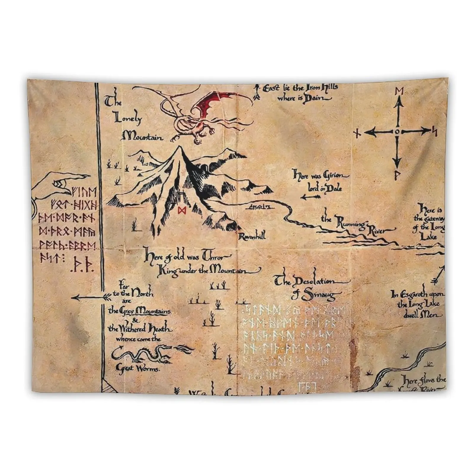

map of the lonely mountain, Erebor Tapestry Decorative Wall Murals On The Wall Tapestry