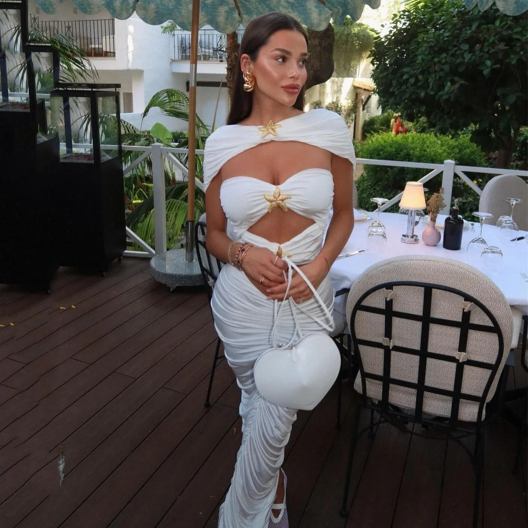 

Блестящий купальник со звездами и пляжным платьем, белый элегантный женский купальник, бандажные бикини с вырезом, купальные костюмы, боди для похудения, наряды