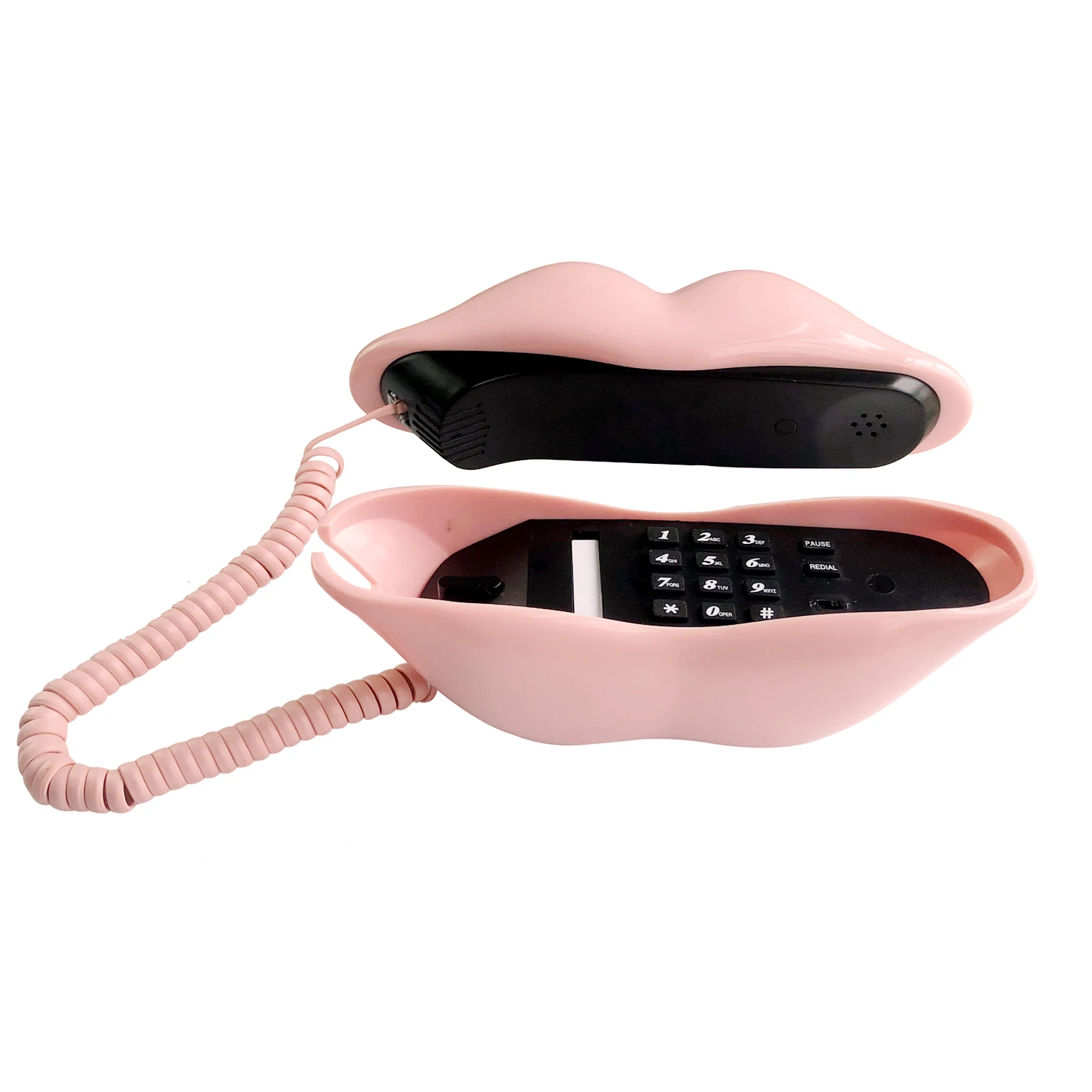 Landline Phones for Home, Pink Lip Telephone, Corded Phone for Decor, Retro House Phone, Analog Novelty Mouth Phone