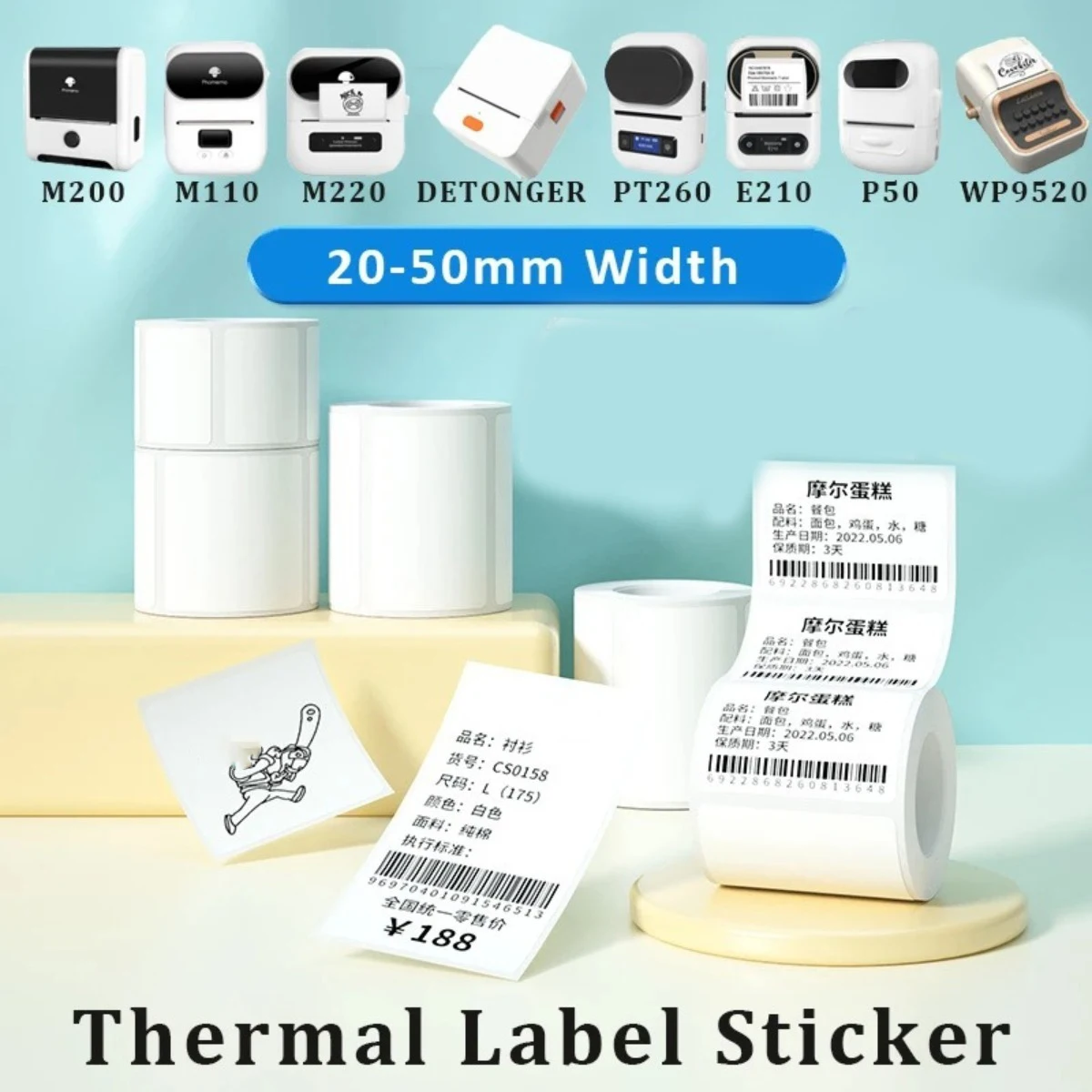 

Multi-Size White Labels Waterproof Adhesive Stickers for Shipping BarcodesRetail Price Tags, Medical Tubes, Office Files