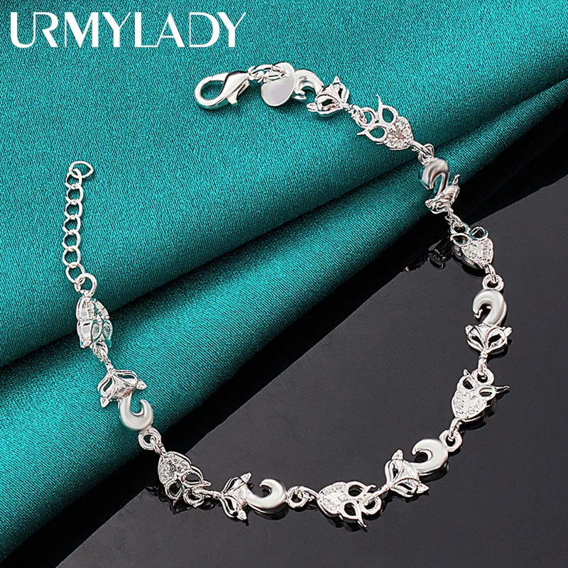 

URMYLADY 925 Sterling Silver Animal Charm Bracelet For Women Wedding Party High Quality Gift Fashion Jewelry