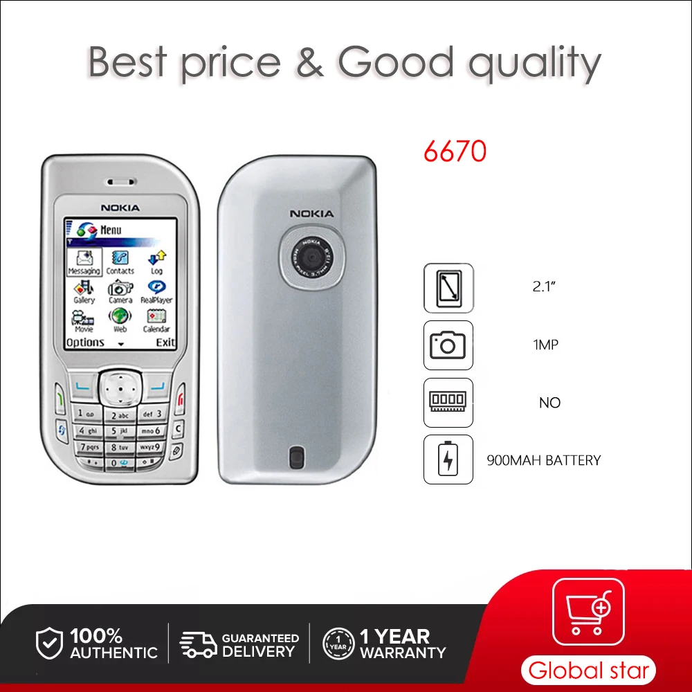 Original Unlocked 6670 Mobile Phone Russian Arabic Hebrew Keyboard Made in Finland Free Shipping