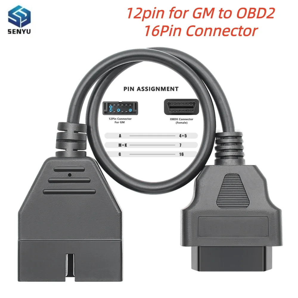 Universal OBD to OBD2 Adapter Cable 12 Pin to 16 Pin for GM Vehicles Old Car Diagnostic Scanner Connector Auto Scanner Adapter