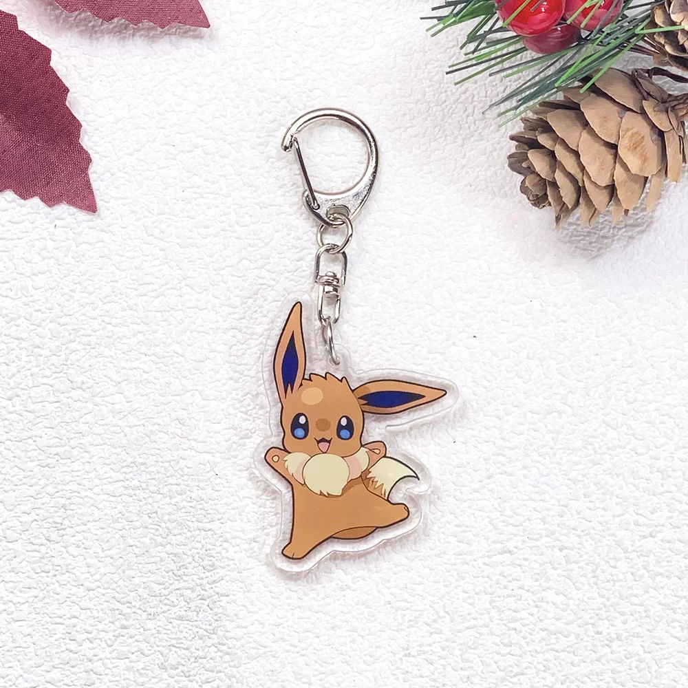 1/9 Stück Anime Pokémon Eevee Schlüsselanhänger Zubehör Acryl Niedliche Anhänger für Taschen Lustiger Schlüsselhalter Rucksack-Dekoration Geschenke – Detail 8