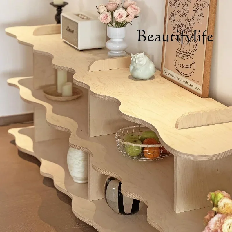 BJ Nordic Birch Rack Baffle Creative Home Living Room Wavy Floor Storage Display Stand Home Accessories