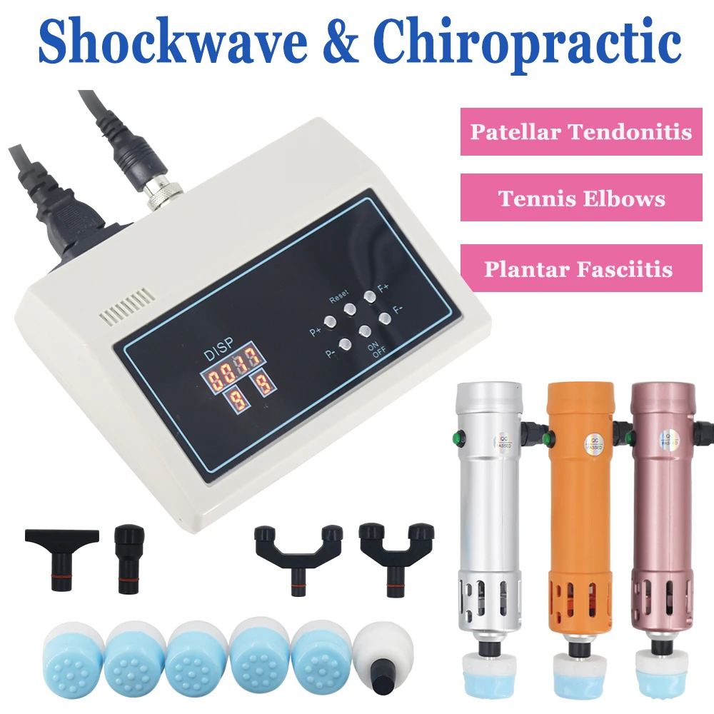 New Shock Wave Therapy Machine 2 in 1 Shockwave Chiropractic Tool Effectively Relieve Muscle Soreness Body Relaxation Massager