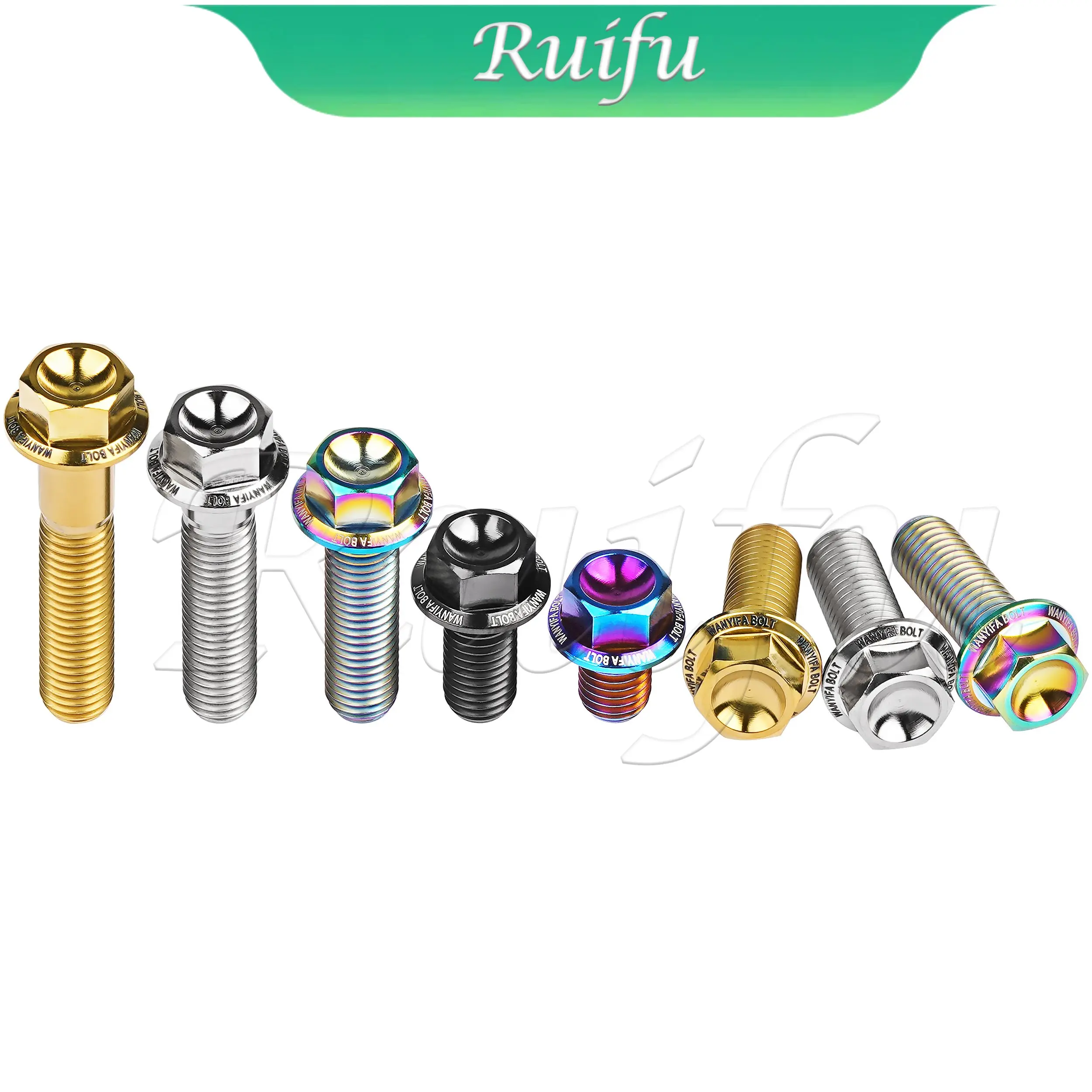 Ruifu Titanium Bolt M7x10/15/20 /25/30/35/40/45/50mm Pitch 1.0mm Motorcycle  Ti Gr5 Fasteners Flange Head