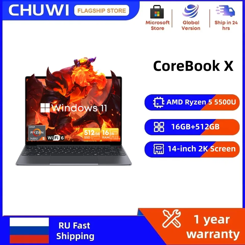 Windowsノート本体 CHUWI Corebook X Ryzen 5 16GB CHUWI CoreBook X Gaming Laptop 14.1 inch 2K IPS Screen AMD R5
