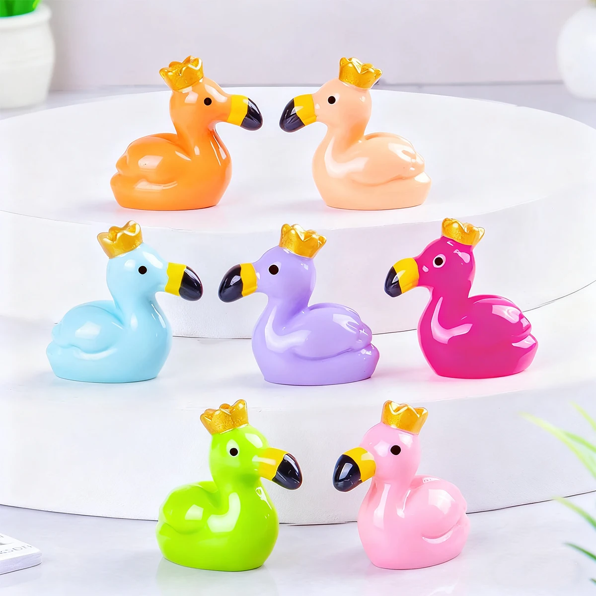 10/20PCSResin تاج فلامنغو الحلي جمع ل حديقة الجنية المشهد الصغير الزفاف محور لتقوم بها بنفسك عرض الحرفية