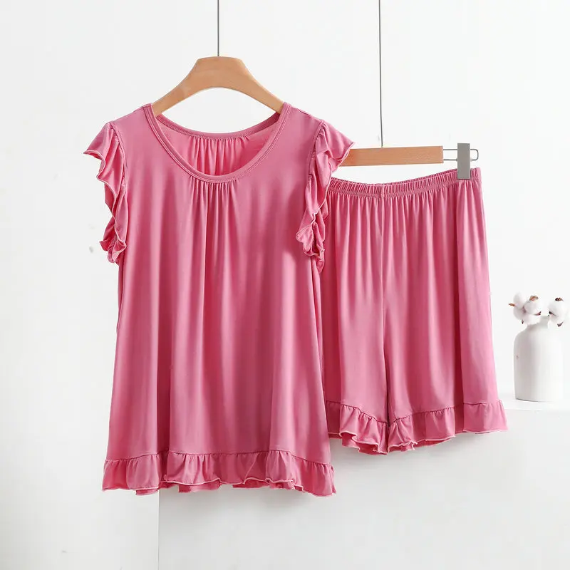 Modal Lace Vest and Shorts Pajama Set for Women, Peter Pan Collar Home Wear, Loose and Thin Two-Piece Outfit for Summer