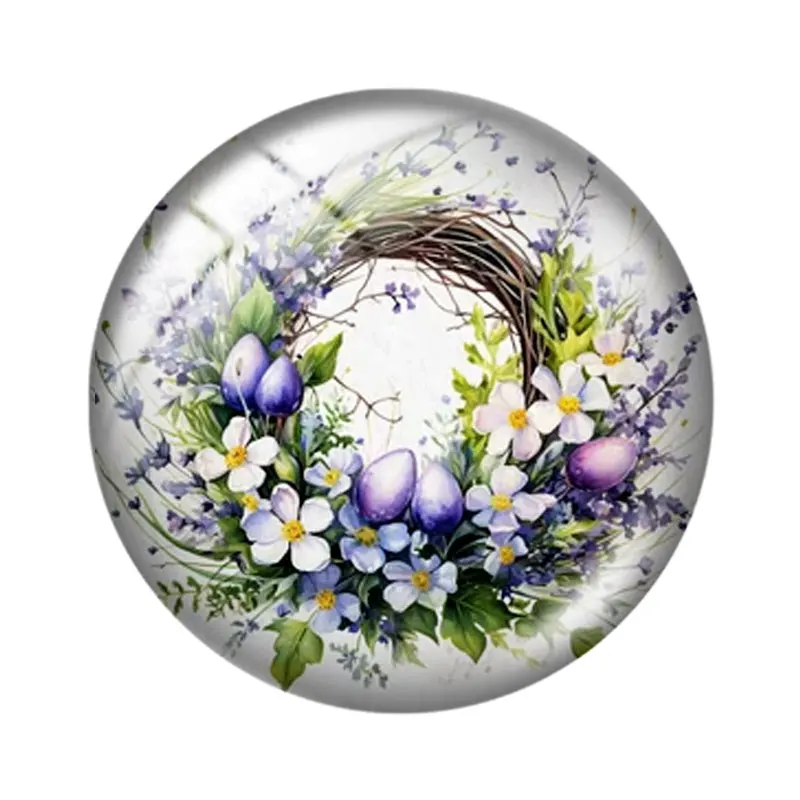 Easter Wreath 12/18/20/25mm glass cabochon  bracelet pendant rings for jewelry demo earrings back Making findings
