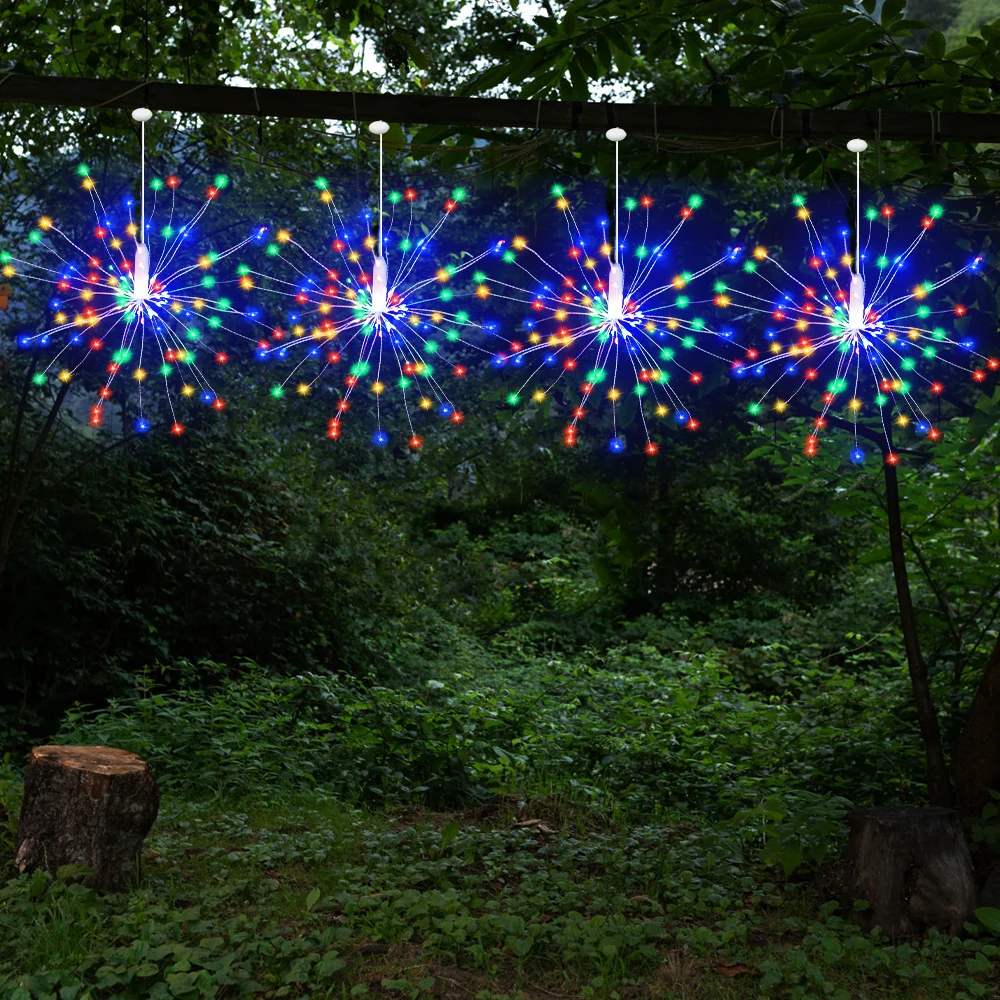 120LED คริสต์มาสดอกไม้ไฟ String ไฟแขวน Starburst Garland สําหรับสวนดนตรีดอกไม้ไฟไฟรีโมทคอนโทรล