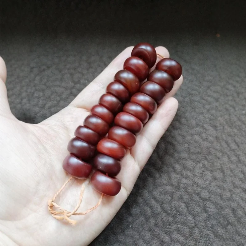 Tibetan Area Returned Old Patina Abacus One Strand Auspicious Red Agate Spacer Beads