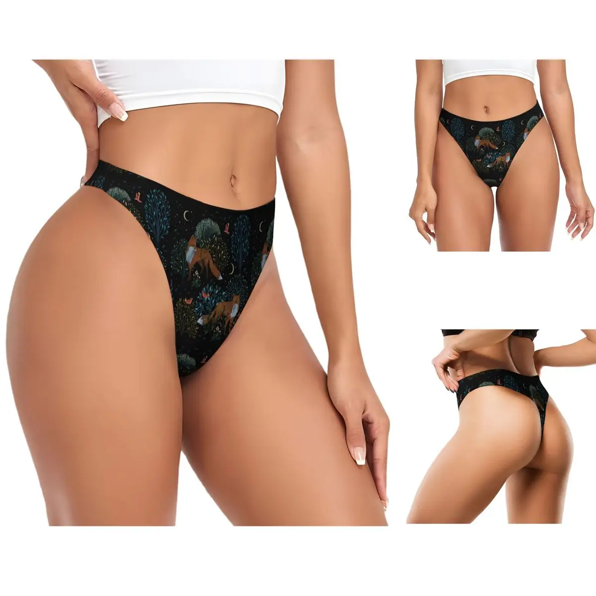 calcinhas-g-string-personalizadas-forest-fox-respiraveis-confortaveis-e-elasticas-para-mulheres