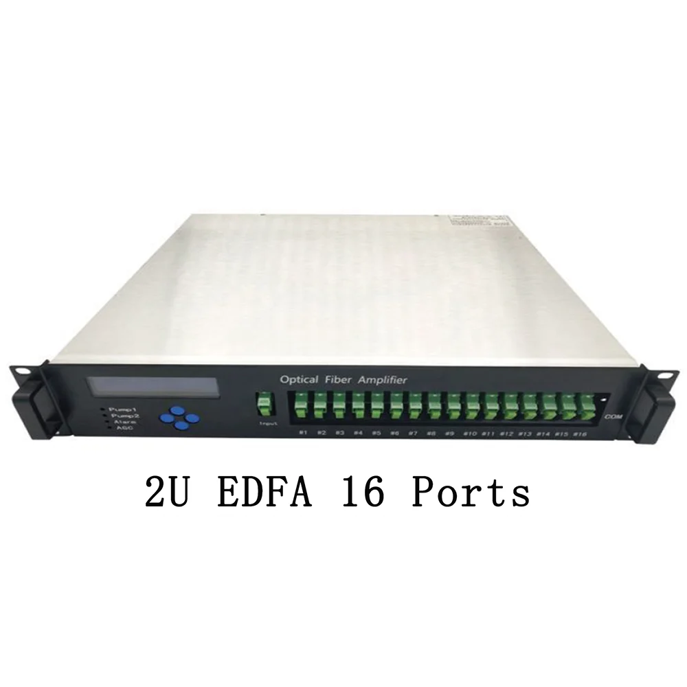 FTTH 1550nm 1U CATV 8 ports 16 ports 16db 19dBm WDM optical amplifier PON EDFA