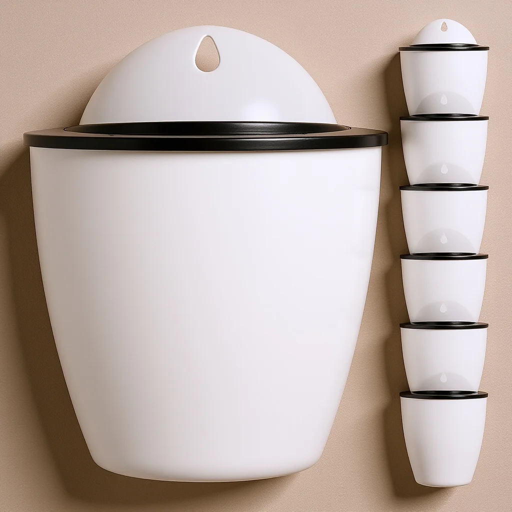 

7pcs Wall Hanging Flower Pot Self Watering Anti Drip Indoor Plants Planter Baskets Round Container Garden Decor