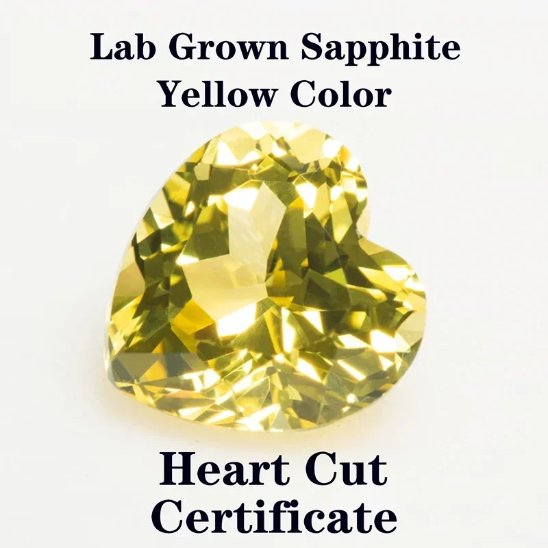 

Wholesale Heart Shape Yellow Color Lab Grown Sapphire Charms Advanced Jewelry DIY Ring Necklace Earrings Materials Selectable Ce