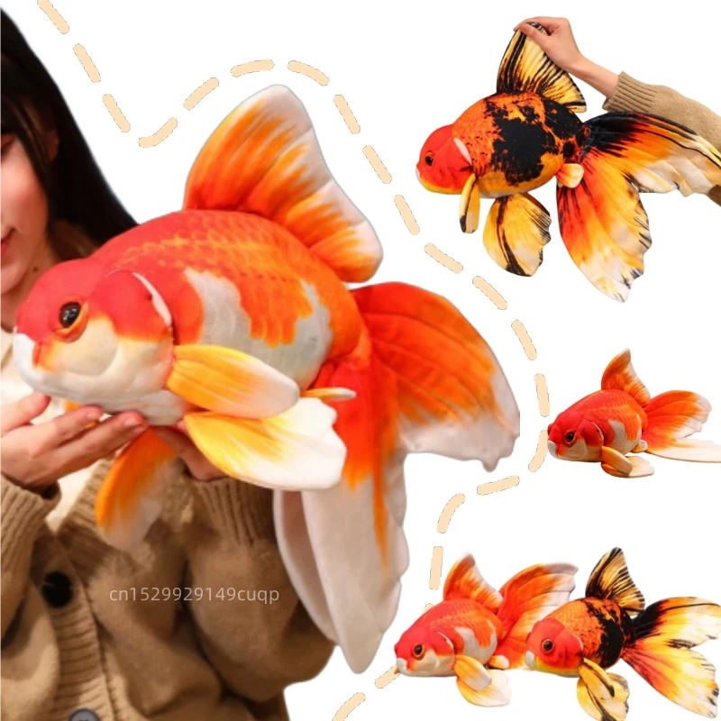 

50cm Simulation Goldfish Plush Doll Pillow Red Black Pattern Goldfish Marine Animal Plush Toy Home Decoration Gift For Children