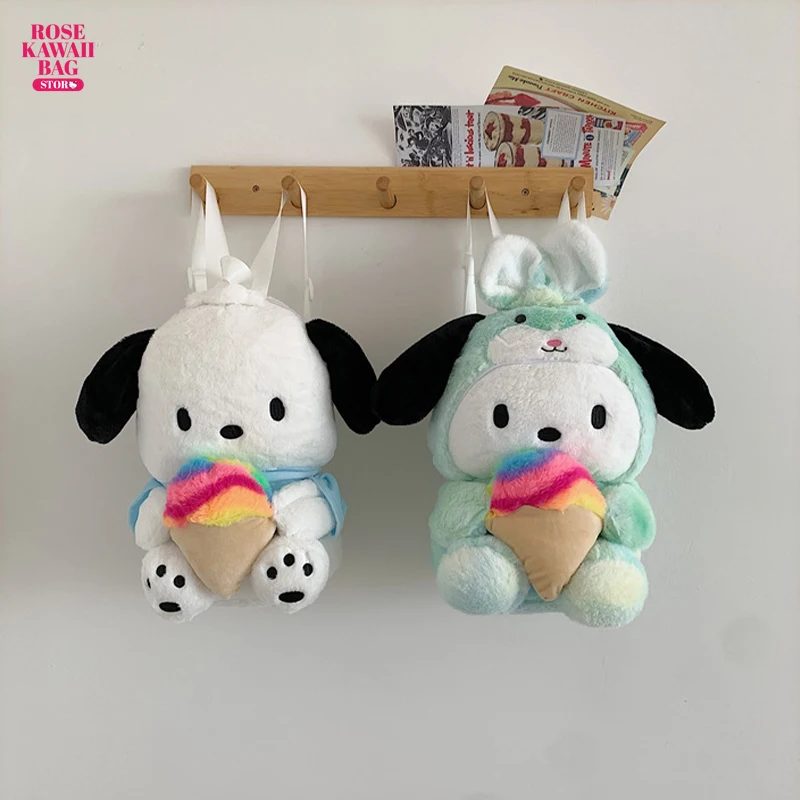 

Sanrio плюшевая сумка Kawaii Pachacco большой емкости плюшевый рюкзак еды Мороженое стиль мягкий хлопок милая плюшевая сумка для девочек