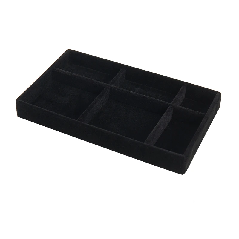 3pcs Black Jewelry Organizer Velvet Jewelry Storage Tray Display Ring Bracelet Necklace Storage Box Showcase Drawer