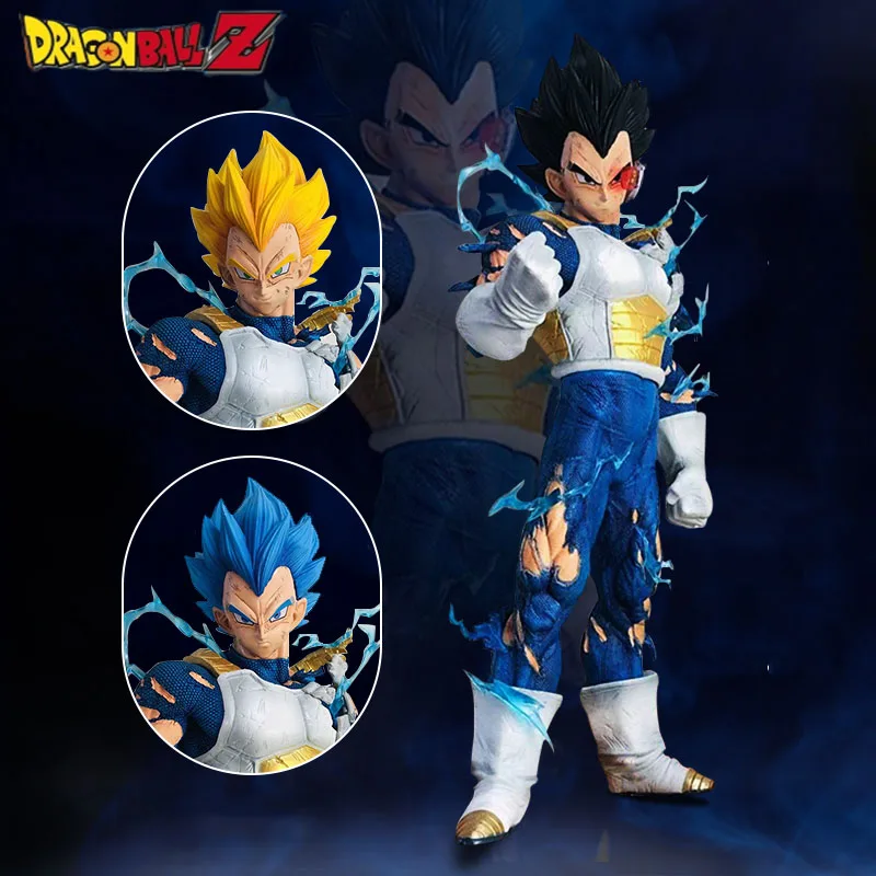 45cm Dragon Ball Gk Vegeta Super Saiyan Three-headed Anime Action Figure Pvc Figurine Collection Statue Model Doll Toy Kids Gift