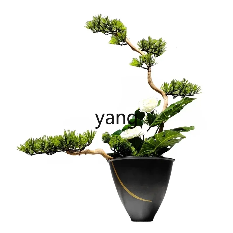 

Lmm New Chinese Welcome Pine Ornament Homestay Simulation Flower Art Green Plant Bonsai Ornament