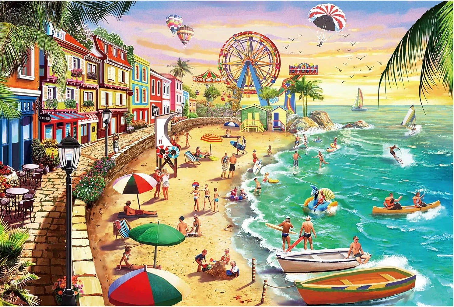 

1000/500/300/120 Piece Wooden Jigsaw Puzzle of Adult Beach Happy Vacation Landscape Puzzle Game Family Fun Floor Toy Kid Gift