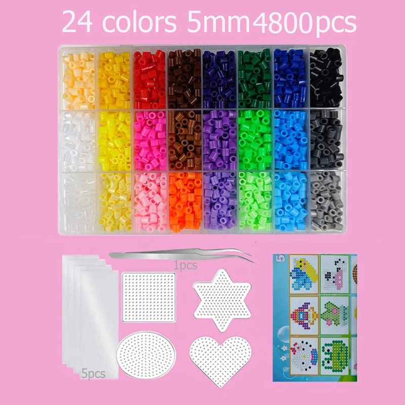 Hama Beads Box Thermomosaik-Bügelperlen, Bügelperlen, Schmelzperlen, DIY-Spielzeug, 24 48 72 Farben 2,6MM 5MM