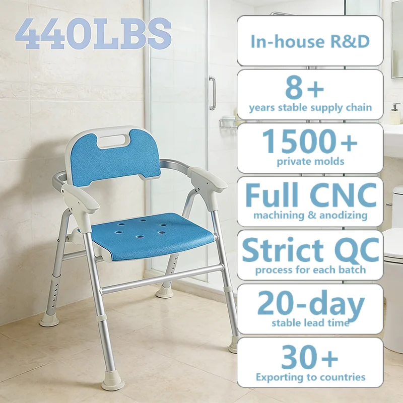 

Simplywalk Aluminum Alloy 200KG Bath Shower Chair Backrest Bathroom Pregnant Woman MDR CE Certification Long-term Partner