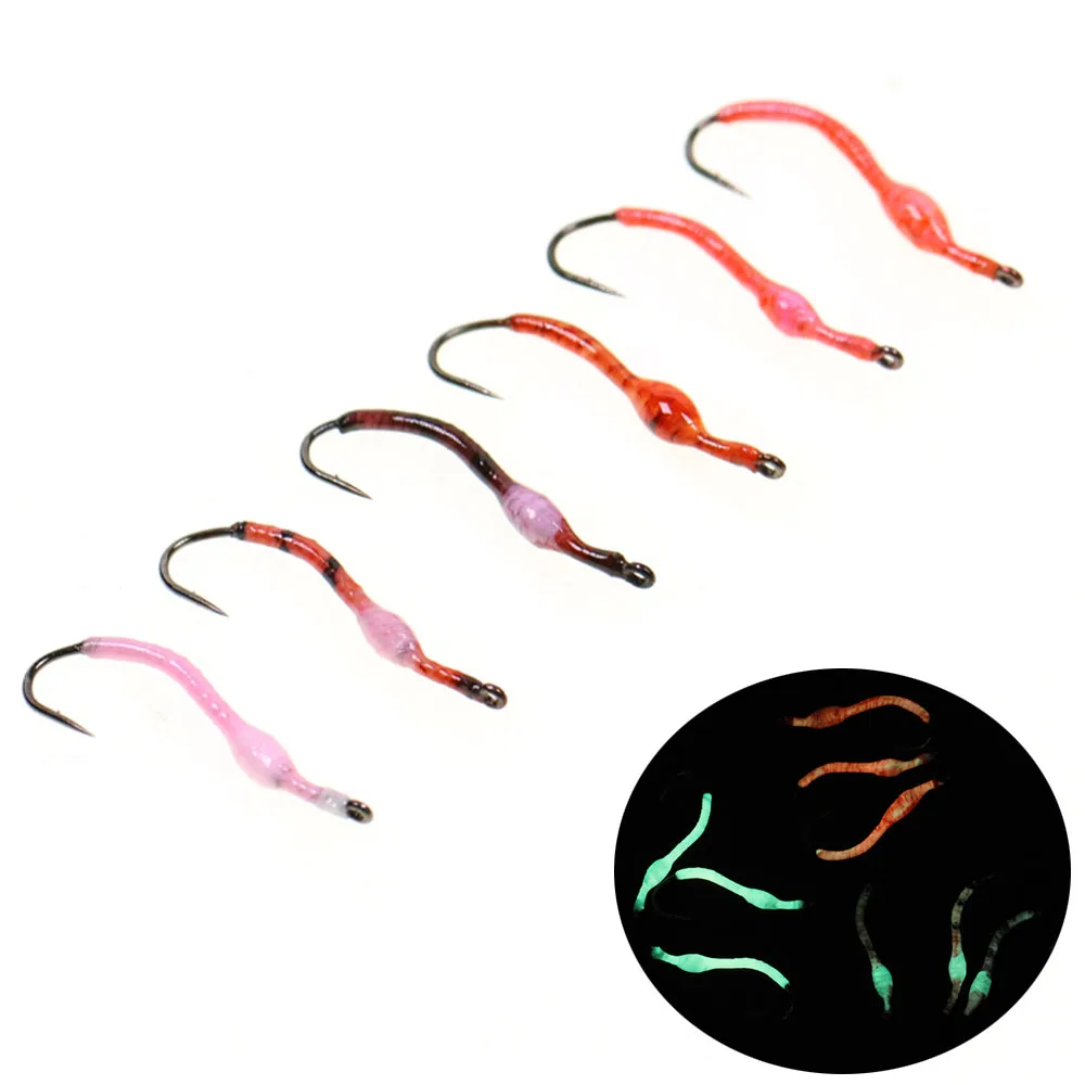 ICERIO 8 Stück/Box Fliegenfischen-Nymphen Realistische Wurmmuster für Forelle, Lachs, Barsch & Mehr