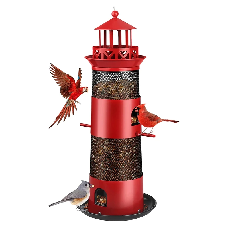 

Bird Feeders For Outdoors Hanging, Squirrel Proof Wild Bird Feeder For Outside, Metal Bird Seed Feeder For Birds