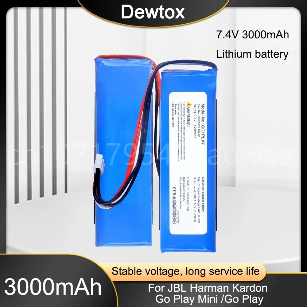 7.4V 3000mAh GSP1029102 01 Rechargeable Lithium Battery for Harman Kardon Go Play Go+Play Mini Bluetooth Speaker