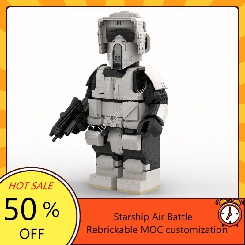 MOC Space Battle Series Scout Trooper Mega Figure Model Custom Puzzle Technology  DIY Creative Assembly Toys Adult Gifts