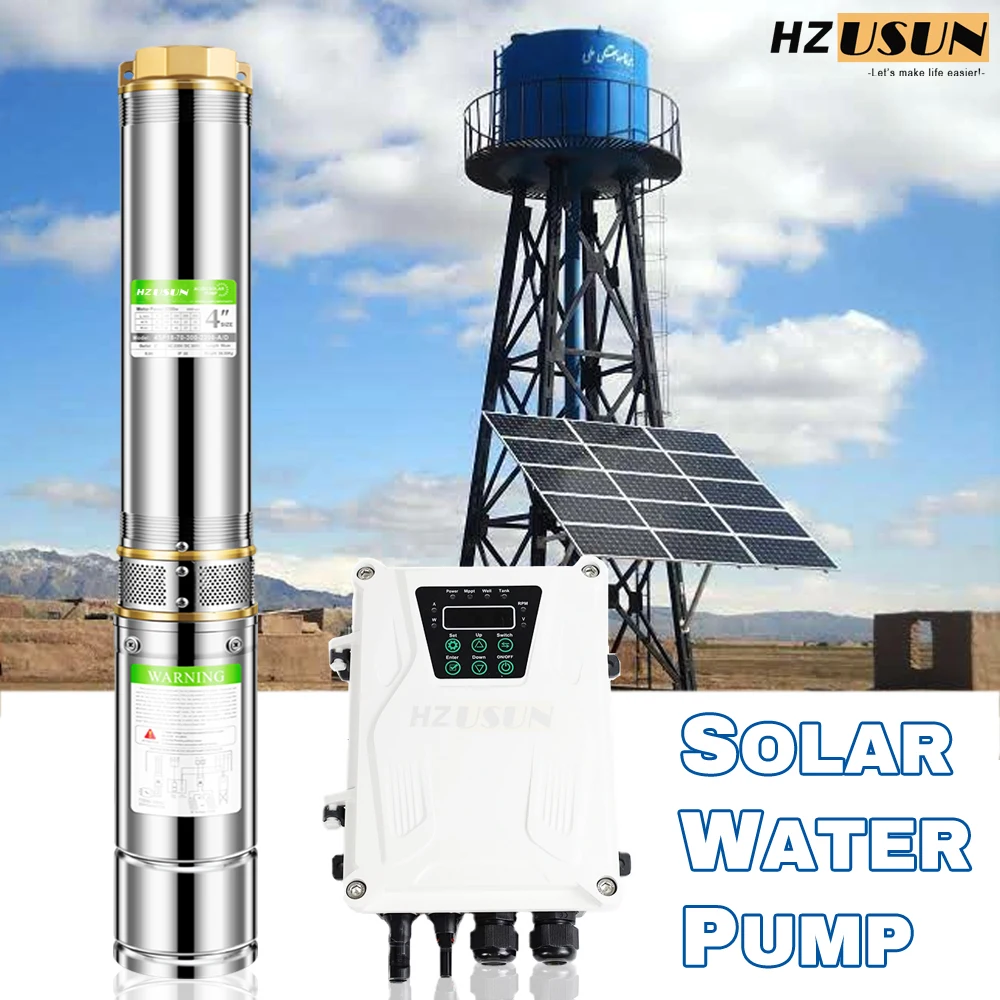 1HP 100 Ft Borehole High Capacity Solar Water Pump Price for Water Tower DC Solar Operated Agricultural Irrigation Pumps in Farm