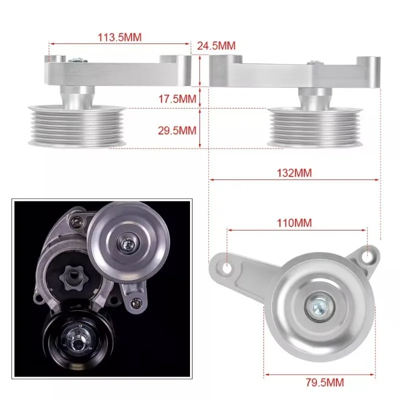K Series Swap K20/K24 Adjustable EP3 Idler Pulley Belt Kit for Honda Civic & Integra & RSX view 2