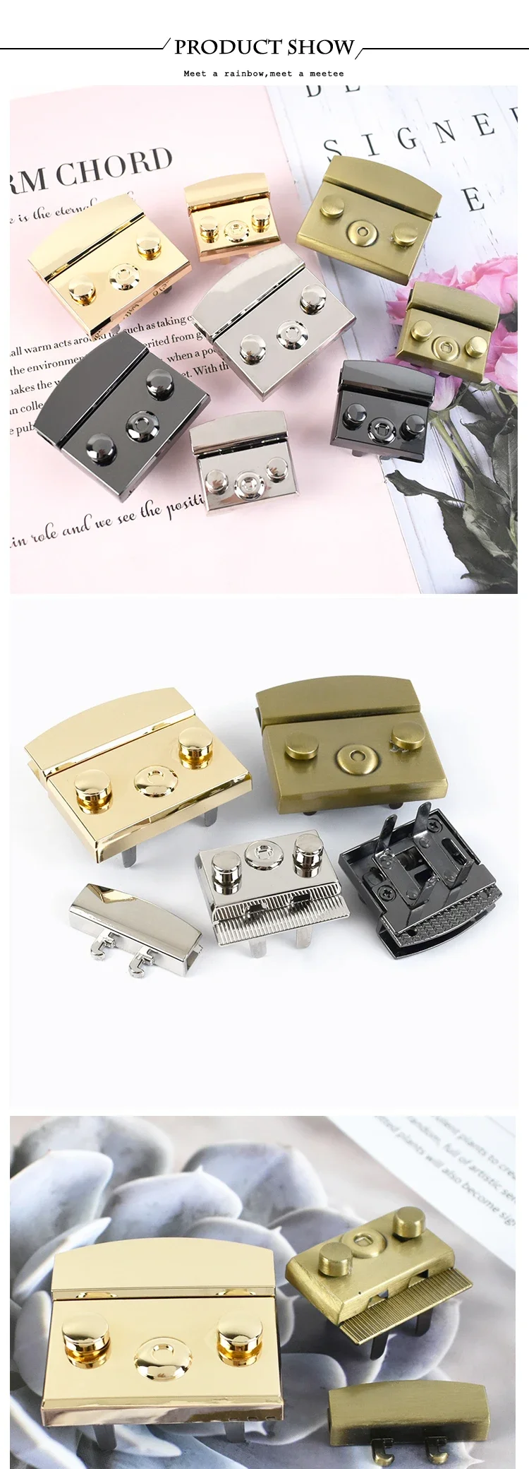 2/3/4/5Pcs Deepeel 50mm/35mm Handbag Lock Replaceable Snaps Clasp Locks Bag Purse Closure Buckles DIY Leather Crafts Accessories