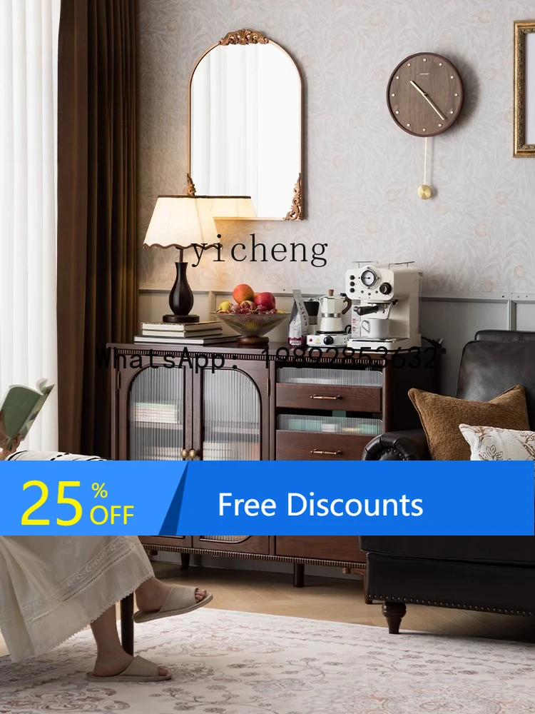 

AA retro small apartment dining side living room locker solid wood side cabinet tea bar machine