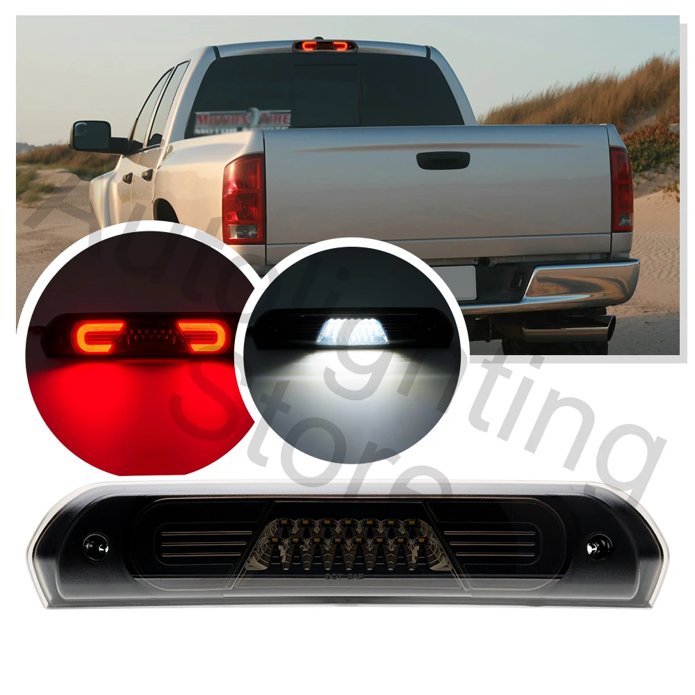 Double C style LED High Mount Third 3rd Brake light For Dodge Ram 1500 2002-2008 2500 3500 white Cargo lamp bar