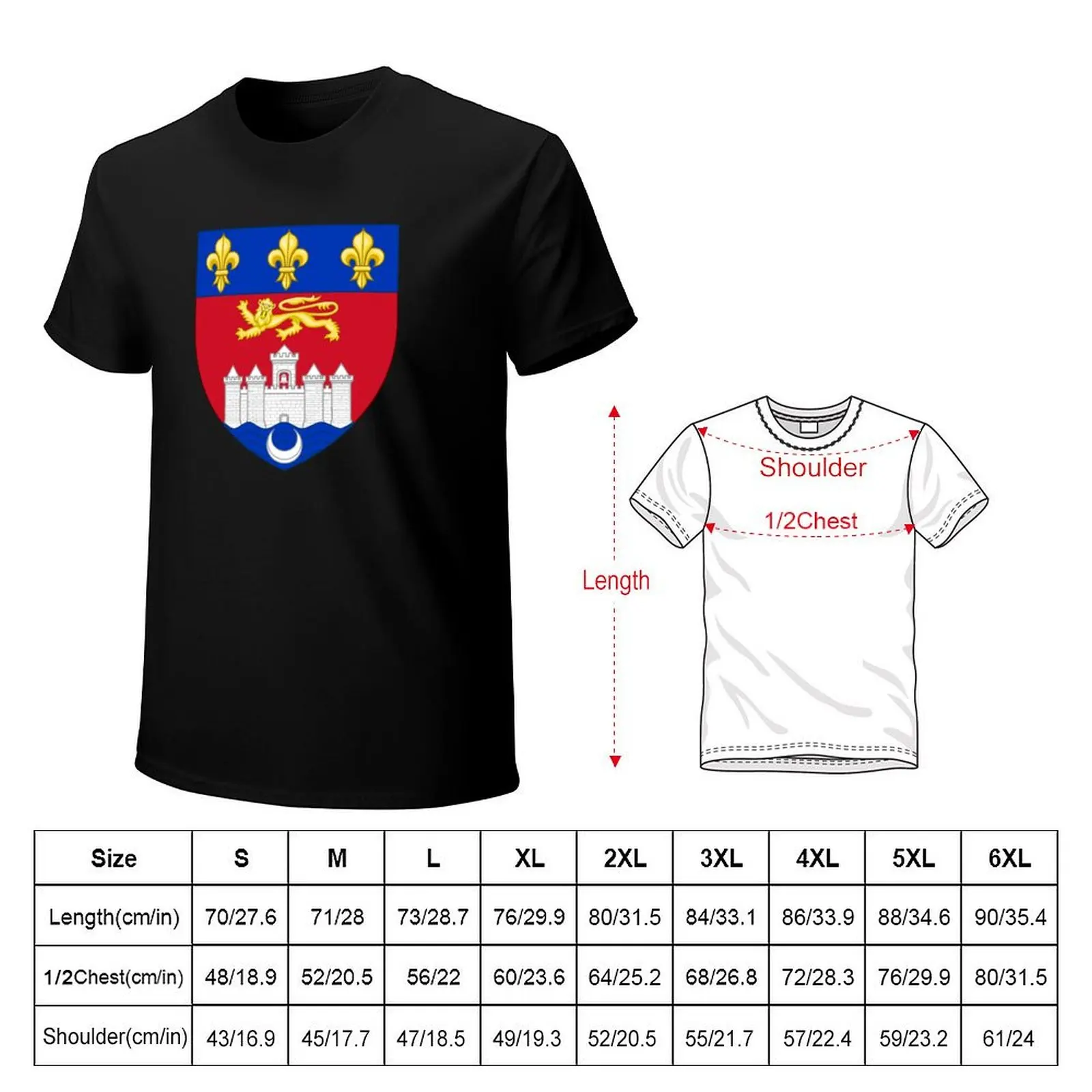 Coat of Arms of Bordeaux, France T-Shirt custom t shirt anime Short sleeve tee Aesthetic clothing heavy weight t shirts for men