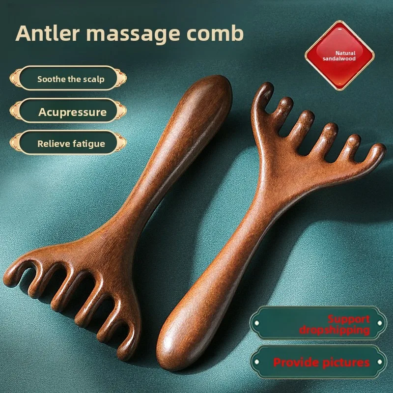 Sandalwood 5-Claw Scalp Massager Wooden Meridian Comb