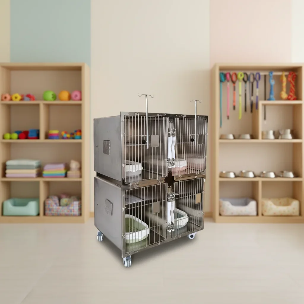 a forThickened Stainless Steel Classic Solid Double Layer Durable Cat Cage Commercial Pet Shop & Cattery Home Cat Villa