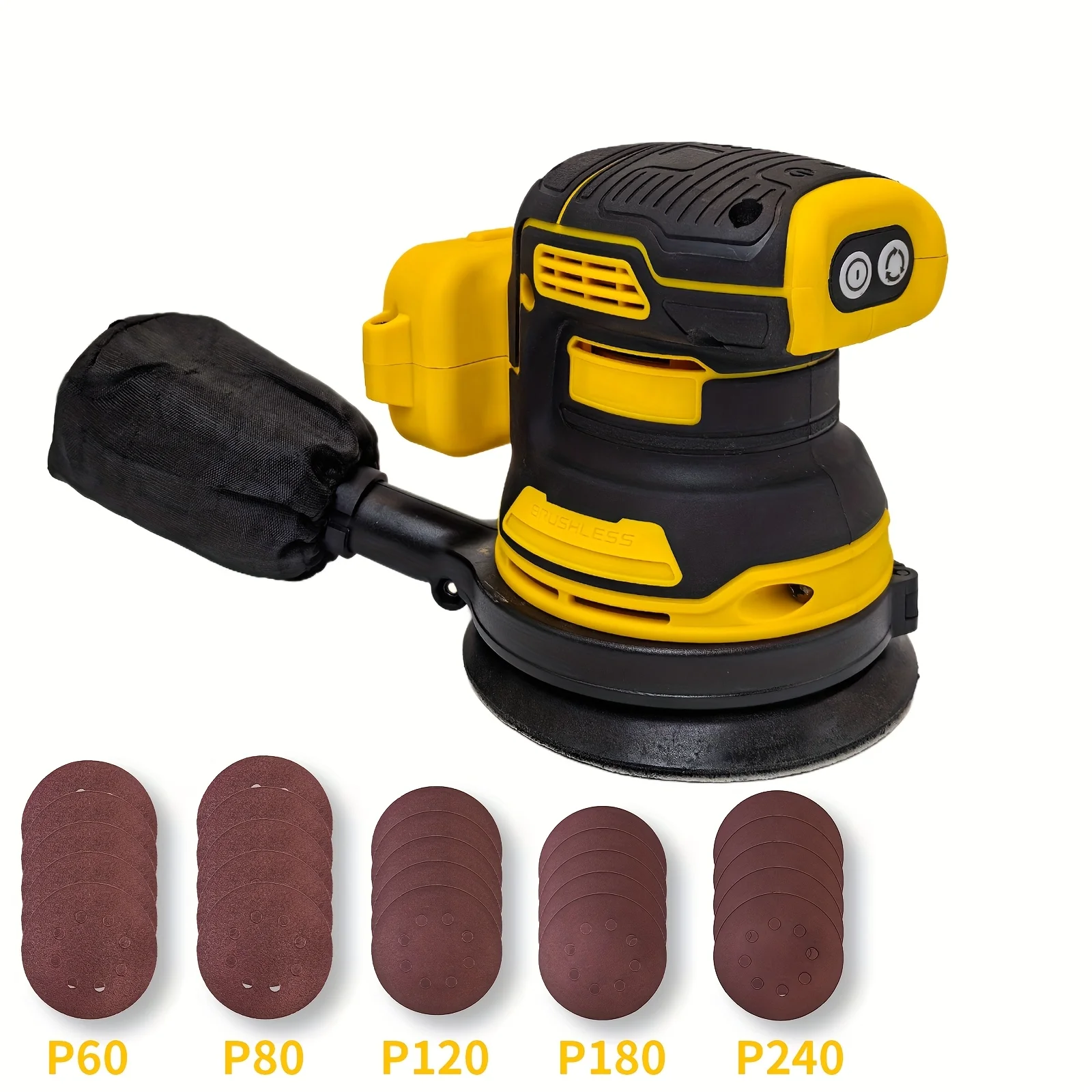 

Cordless Orbital Sander Compatible with Dewalt DCB Battery, 5-Inch Sander Tool with Brushless Motor, Variable Speed Power Palm Sander, with 30pcs Sandpapers And Dust Collection Bag for Woodworking, Primary Wood And Panel Processing (TOOL Solely)