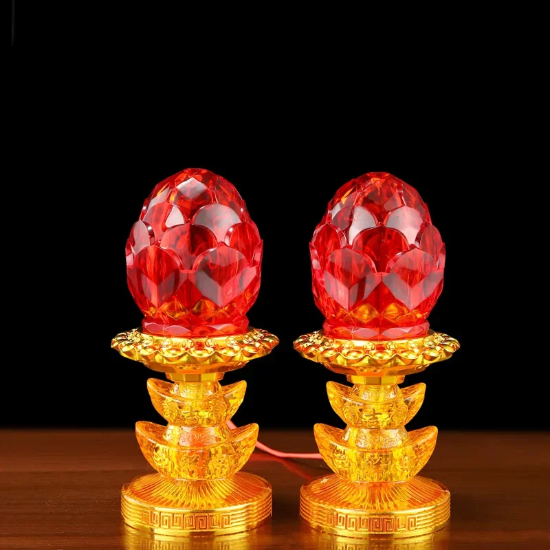 

2pcs Plastic Simulated Candle Holder Temple Desktop Ornaments Pray for Auspiciousness Feng Shui Accessories Home Decoration
