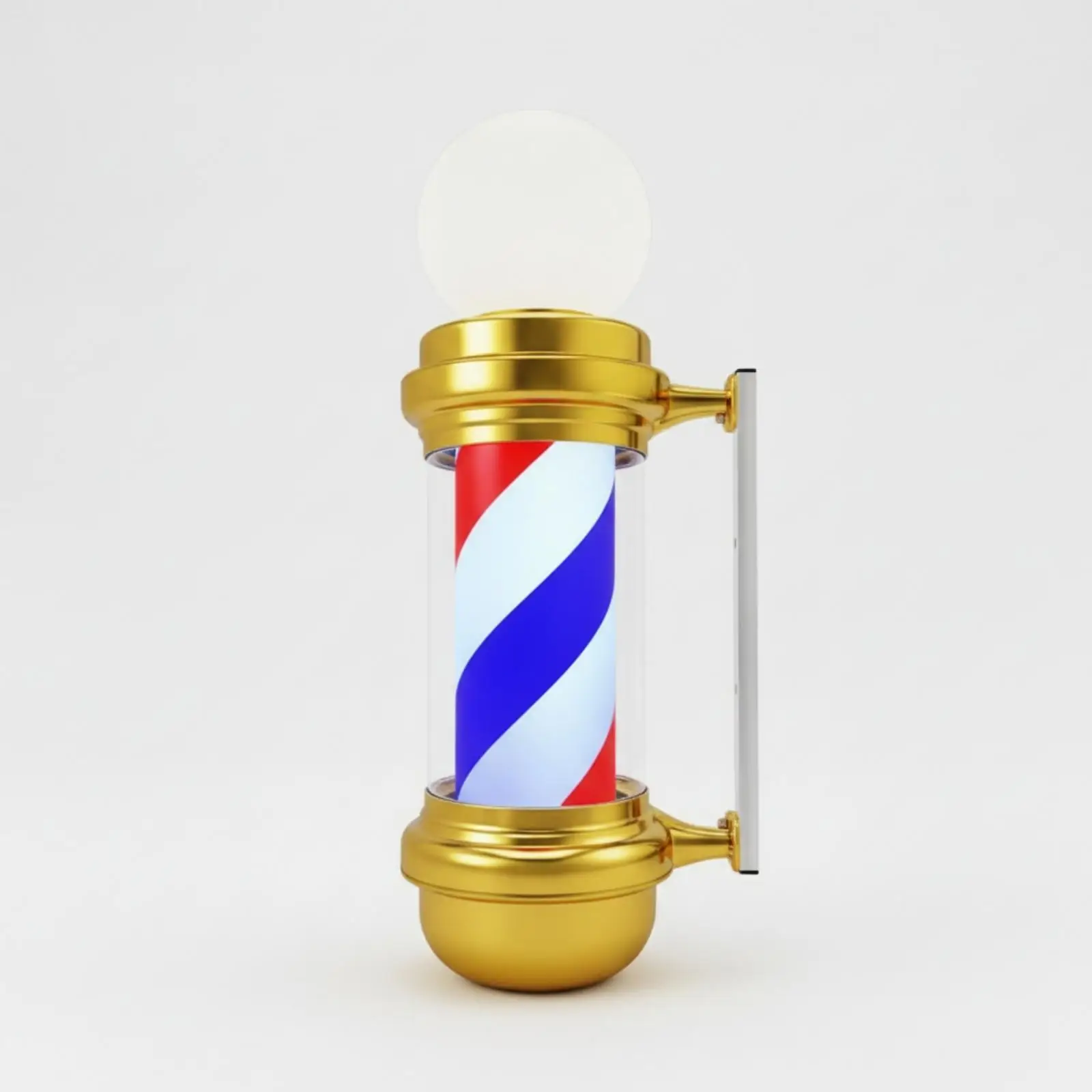 Wall-Mounted Barber Shop Pole Light Waterproof Barber Shop Pole Light with Globe Top Illuminated for Grooming Studio Owners